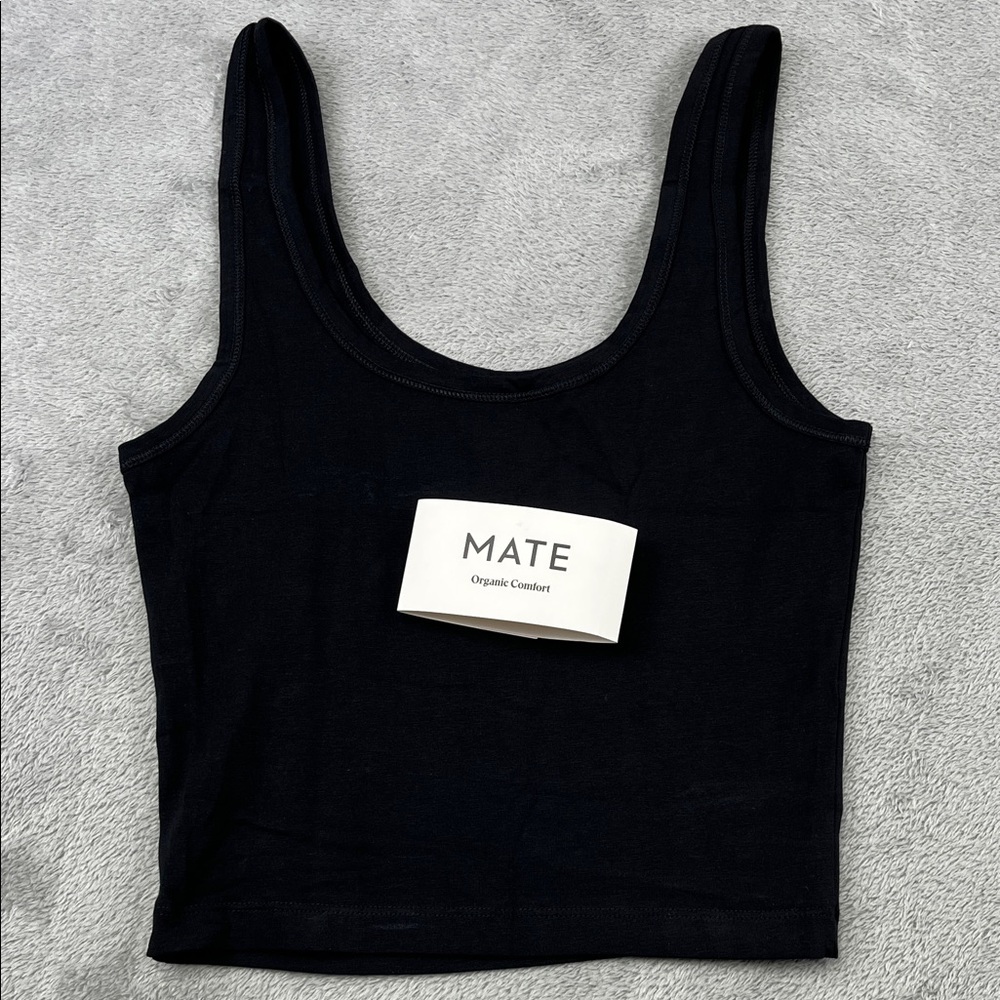 NEW Mate The Label XS Organic Black Crop Top Tank